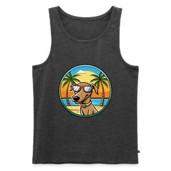 Plott Hound Hund Rasse Cartoon Sonnenbrille Strand - Männer Premium Bio Tank Top - Anthrazit meliert - Vorne - Michal (187cm)