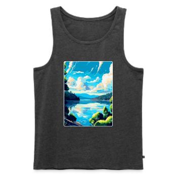 Donau Europa Vintage Reiseplakat Souvenir - Männer Premium Bio Tank Top - Anthrazit meliert - Vorne - Michal (187cm)