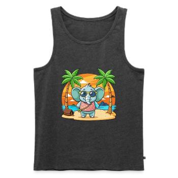 Elefant Lustige Cartoon Sommer Strand Sonnenbrille - Männer Premium Bio Tank Top - Anthrazit meliert - Vorne - Michal (187cm)