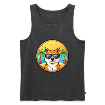 Shih Poo Hunderasse Cartoon Sonnenbrille Strand - Männer Premium Bio Tank Top - Anthrazit meliert - Vorne - Michal (187cm)
