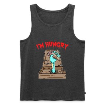 Zombie Pizza Ich habe Hunger - Männer Premium Bio Tank Top - Anthrazit meliert - Vorne - Michal (187cm)