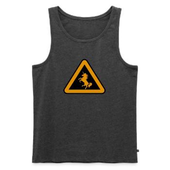 Achtung Einhorn, Gefahr - Männer Premium Bio Tank Top - Anthrazit meliert - Vorne - Michal (187cm)