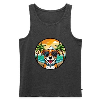 Mountain Cur Hund Rasse Cartoon Sonnenbrille Strand - Männer Premium Bio Tank Top - Anthrazit meliert - Vorne - Michal (187cm)
