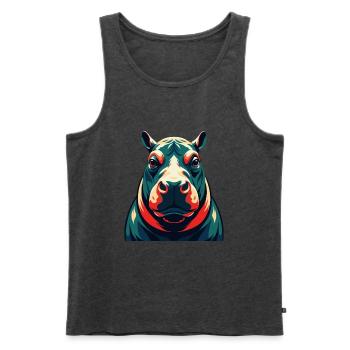 Nilpferd Cartoon Figur Buntes Haustier Tier - Männer Premium Bio Tank Top - Anthrazit meliert - Vorne - Michal (187cm)