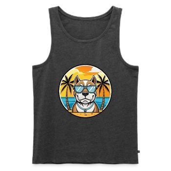 Bully Kutta Chien Race Dessin Animé Lunettes De Soleil Plage - Débardeur bio Premium Homme - anthracite chiné - Devant - Michal (187cm)