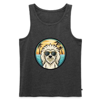 Komondor Hunderasse Cartoon Sonnenbrille Strand - Männer Premium Bio Tank Top - Anthrazit meliert - Vorne - Michal (187cm)