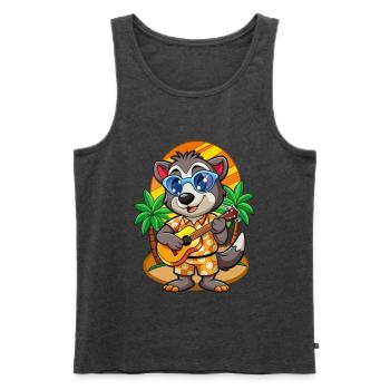 Lustige Dachs Cartoon Sommer Strand Sonnenbrille - Männer Premium Bio Tank Top - Anthrazit meliert - Vorne - Michal (187cm)