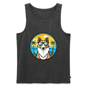 Smooth Collie Hunderasse Cartoon Sonnenbrille Strand - Männer Premium Bio Tank Top - Anthrazit meliert - Vorne - Michal (187cm)