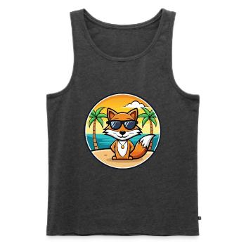 Fuchs Lustige Cartoon Sommer Strand Sonnenbrille Aufkleber - Männer Premium Bio Tank Top - Anthrazit meliert - Vorne - Michal (187cm)