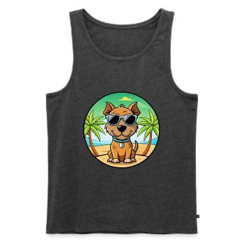 Teddy Roosevelt Terrier Race Chien Dessin Animé Plage - Débardeur bio Premium Homme - anthracite chiné - Devant - Michal (187cm)