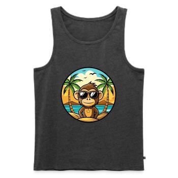 Affe Lustige Cartoon Sommer Strand Sonnenbrille Cool - Männer Premium Bio Tank Top - Anthrazit meliert - Vorne - Michal (187cm)