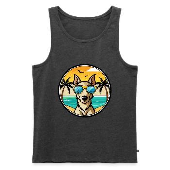 Lurcher Hund Rasse Cartoon Sonnenbrille Strand - Männer Premium Bio Tank Top - Anthrazit meliert - Vorne - Michal (187cm)