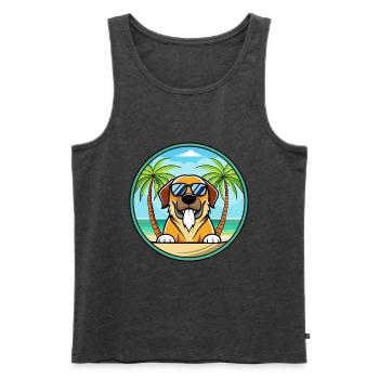 Spanische Dogge Hund Rasse Cartoon Sonnenbrille Strand - Männer Premium Bio Tank Top - Anthrazit meliert - Vorne - Michal (187cm)