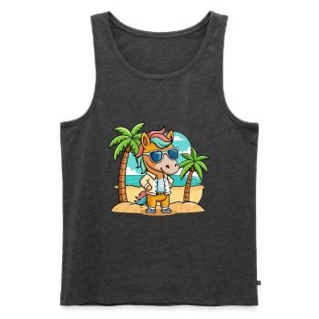 Cheval Drôle Dessin Animé Plage Été Lunettes de soleil - Débardeur bio Premium Homme - anthracite chiné - Devant - Michal (187cm)
