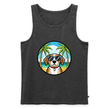 Kerry Beagle Hunderasse Cartoon Sonnenbrille Strand - Männer Premium Bio Tank Top - Anthrazit meliert - Vorne - Michal (187cm)