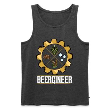 Beergineer Brau-Gear Emblem - Männer Premium Bio Tank Top - Anthrazit meliert - Vorne - Michal (187cm)