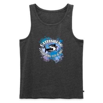 Wels Waller fischen Wels auf Farbklecksen - Männer Premium Bio Tank Top - Anthrazit meliert - Vorne - Michal (187cm)