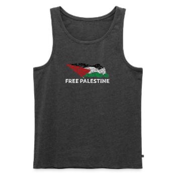 Palestine libre - Débardeur bio Premium Homme - anthracite chiné - Devant - Michal (187cm)