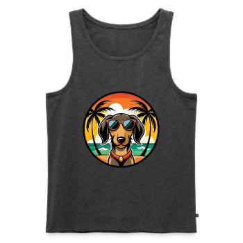 Teckel de Westphalie Race De Chien Dessin Animé Plage - Débardeur bio Premium Homme - anthracite chiné - Devant - Michal (187cm)