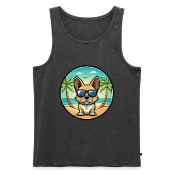 Braque Français Hunderasse Cartoon Sonnenbrille Strand - Männer Premium Bio Tank Top - Anthrazit meliert - Vorne - Michal (187cm)