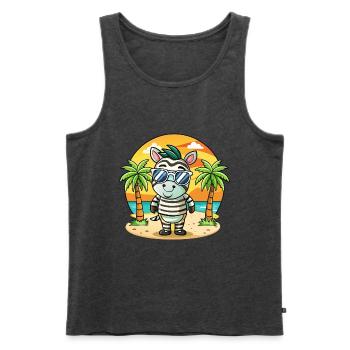 Zebra Lustige Cartoon Sommer Strand Sonnenbrille - Männer Premium Bio Tank Top - Anthrazit meliert - Vorne - Michal (187cm)