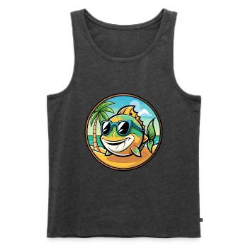Fisch Lustige Cartoon Sommer Strand Sonnenbrille Aufkleber - Männer Premium Bio Tank Top - Anthrazit meliert - Vorne - Michal (187cm)