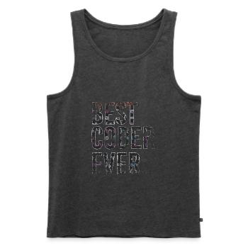 Best Coder Ever Coding - Männer Premium Bio Tank Top - Anthrazit meliert - Vorne - Michal (187cm)