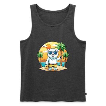 Polar Bear Funny Cartoon Summer Beach Sunglasses - Men's Premium Organic Tank Top - heather anthracite - Front - Michal (187cm)