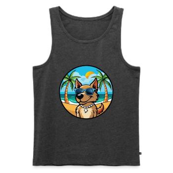Magyar Agar Chien Race Dessin Animé Lunettes de soleil Plage - Débardeur bio Premium Homme - anthracite chiné - Devant - Michal (187cm)