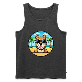 Alano Español Hunderasse Cartoon Sonnenbrille Strand - Männer Premium Bio Tank Top - Anthrazit meliert - Vorne - Michal (187cm)