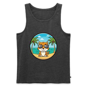 Zypern Katzenrasse Cartoon Sonnenbrille Strand - Männer Premium Bio Tank Top - Anthrazit meliert - Vorne - Michal (187cm)