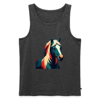 Pony Cartoon Character Colorful Pet Animal - Men's Premium Organic Tank Top - heather anthracite - Front - Michal (187cm)