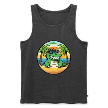 Krokodil Lustige Cartoon Sommer Strand Sonnenbrille - Männer Premium Bio Tank Top - Anthrazit meliert - Vorne - Michal (187cm)