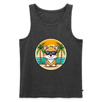 Spielzeug Deutscher Spitz Hund Rasse Cartoon Sonnenbrille Strand - Männer Premium Bio Tank Top - Anthrazit meliert - Vorne - Michal (187cm)