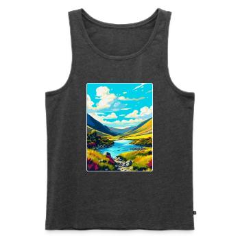 Wicklow Mountains Irland Vereinigtes Königreich Vintage Reiseposter - Männer Premium Bio Tank Top - Anthrazit meliert - Vorne - Michal (187cm)