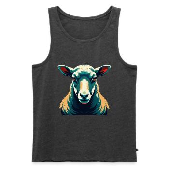 Schaf Cartoon Figur Buntes Haustier Tier - Männer Premium Bio Tank Top - Anthrazit meliert - Vorne - Michal (187cm)