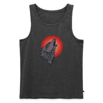 Loup hurlant, pleine lune - Débardeur bio Premium Homme - anthracite chiné - Devant - Michal (187cm)
