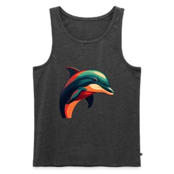 Delfin Cartoon Figur Buntes Haustier Tier - Männer Premium Bio Tank Top - Anthrazit meliert - Vorne - Michal (187cm)