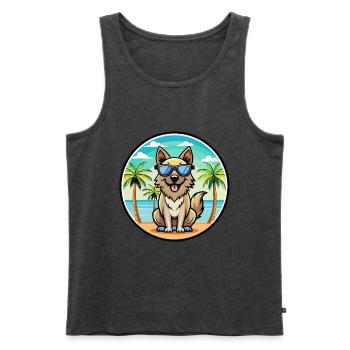 Carpathian Shepherd Dog Breed Cartoon Sunglasses - Men's Premium Organic Tank Top - heather anthracite - Front - Michal (187cm)