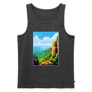 Montagne de grès de l’Elbe Allemagne Affiche de voyage WPA - Débardeur bio Premium Homme - anthracite chiné - Devant - Michal (187cm)