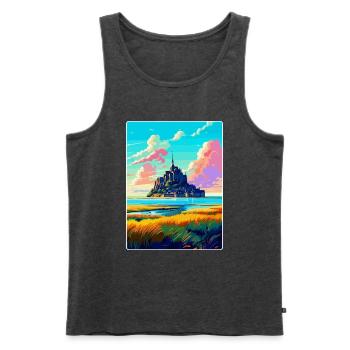 Mont Saint Michel Frankreich Vintage Reiseposter WPA - Männer Premium Bio Tank Top - Anthrazit meliert - Vorne - Michal (187cm)