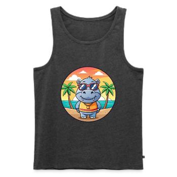 Nilpferd Lustige Cartoon Sommer Strand Sonnenbrille - Männer Premium Bio Tank Top - Anthrazit meliert - Vorne - Michal (187cm)
