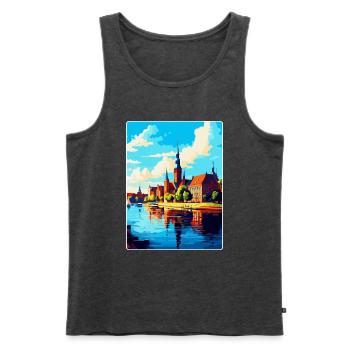 Szczecin Pologne Affiche de voyage vintage souvenir WPA - Débardeur bio Premium Homme - anthracite chiné - Devant - Michal (187cm)