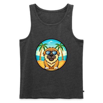 Tibetische Dogge Hunderasse Cartoon Sonnenbrille Strand - Männer Premium Bio Tank Top - Anthrazit meliert - Vorne - Michal (187cm)