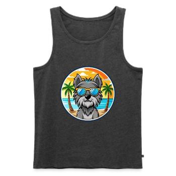 Bouvier Des Ardennes Hunderasse Cartoon Sonnenbrille - Männer Premium Bio Tank Top - Anthrazit meliert - Vorne - Michal (187cm)