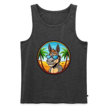 Esel Lustige Cartoon Sommer Strand Sonnenbrille Cool - Männer Premium Bio Tank Top - Anthrazit meliert - Vorne - Michal (187cm)