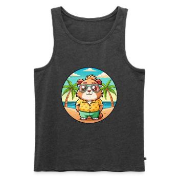 Cochon d’Inde Drôle Dessin Animé Plage Été Lunettes de soleil - Débardeur bio Premium Homme - anthracite chiné - Devant - Michal (187cm)