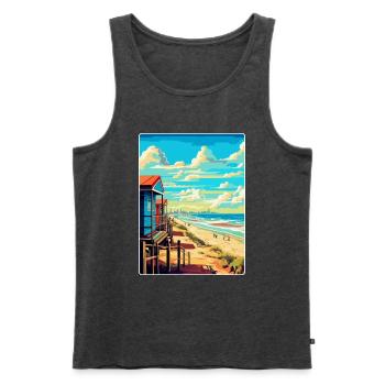 Zandvoort Pays-Bas Affiche de voyage vintage WPA - Débardeur bio Premium Homme - anthracite chiné - Devant - Michal (187cm)