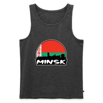 Minsk Weißrussland Flagge Skyline Silhouette Reisen - Männer Premium Bio Tank Top - Anthrazit meliert - Vorne - Michal (187cm)