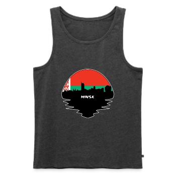 Minsk Weißrussland Flagge Skyline Silhouette Reisen - Männer Premium Bio Tank Top - Anthrazit meliert - Vorne - Michal (187cm)